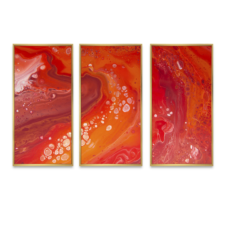 Wrought Studio Vibrant Red Marble Landscape Modern Framed Canvas Wall Art Set Of 3 Wayfair
